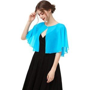 SOFT Capelets capes Shawls and Wraps for Dress Blue